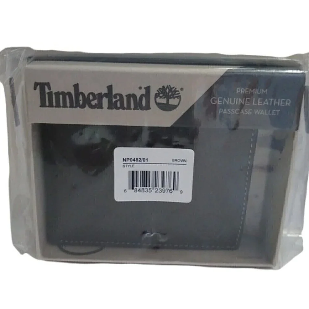 Timberland Pebble Leather Brown Men's Wallet Logo Embossed